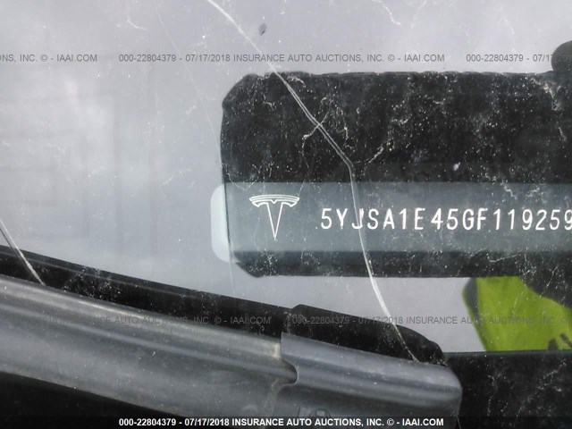 5YJSA1E45GF119259 - 2016 TESLA MODEL S SILVER photo 9