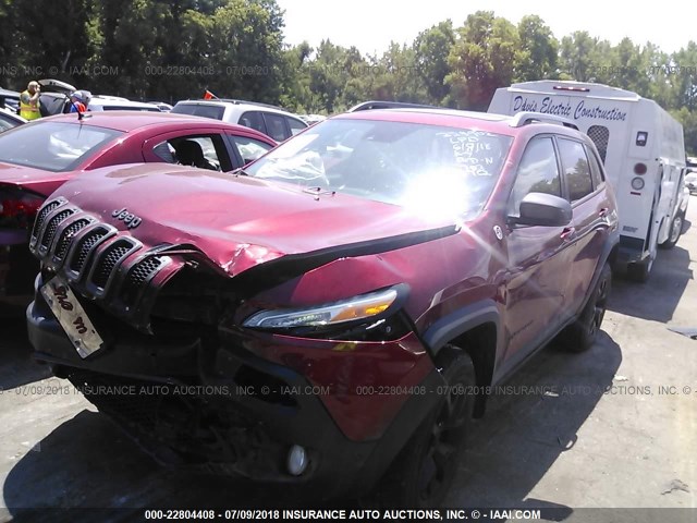 1C4PJMBS0EW253552 - 2014 JEEP CHEROKEE TRAILHAWK RED photo 2