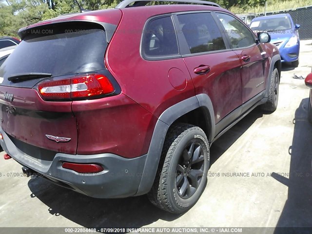 1C4PJMBS0EW253552 - 2014 JEEP CHEROKEE TRAILHAWK RED photo 4
