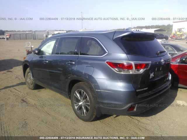 5TDJKRFH2GS299921 - 2016 TOYOTA HIGHLANDER XLE ლურჯი ფოტო 3