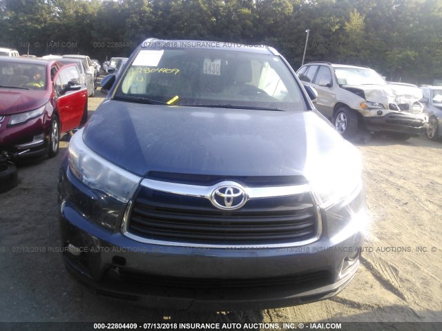 5TDJKRFH2GS299921 - 2016 TOYOTA HIGHLANDER XLE ლურჯი ფოტო 6