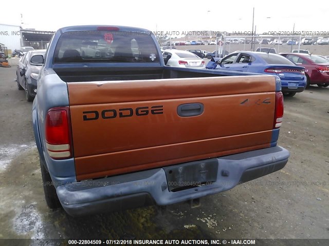 1D7HG12K04S591322 - 2004 DODGE DAKOTA SXT BLUE photo 6