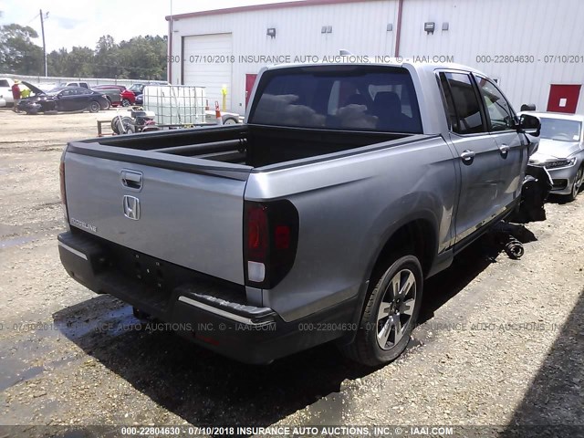 5FPYK2F65HB009401 - 2017 HONDA RIDGELINE RTL SILVER photo 4