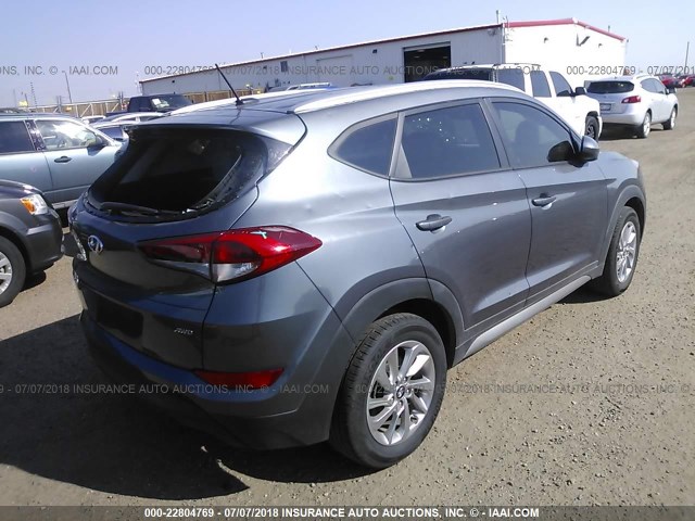 KM8J3CA45HU262045 - 2017 HYUNDAI TUCSON LIMITED/SPORT AND ECO/SE GRAY photo 4