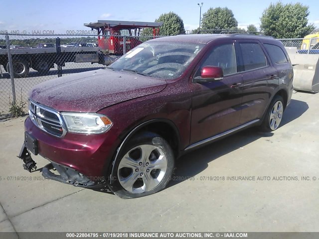 1C4RDJDG5EC539602 - 2014 DODGE DURANGO LIMITED RED photo 2