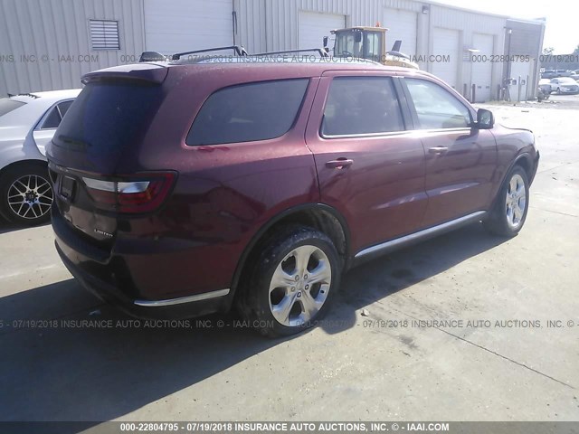 1C4RDJDG5EC539602 - 2014 DODGE DURANGO LIMITED RED photo 4