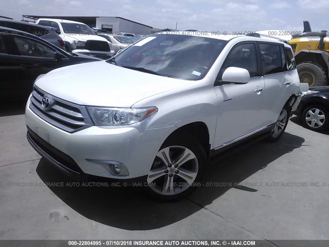 5TDYK3EH3DS141659 - 2013 TOYOTA HIGHLANDER LIMITED WHITE photo 2