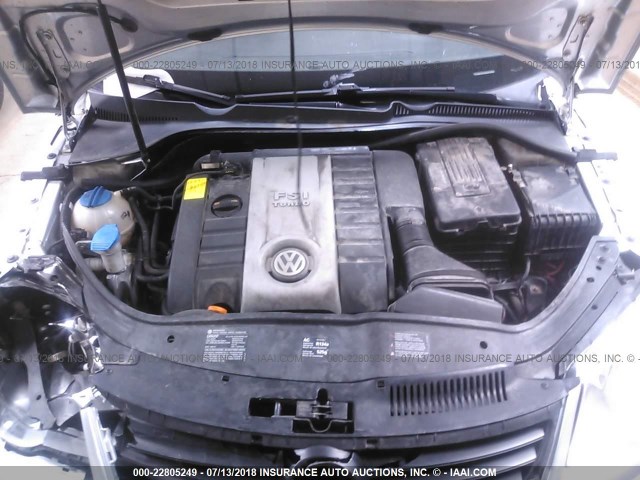 WVWBA71F48V019795 - 2008 VOLKSWAGEN EOS TURBO/KOMFORT SILVER photo 10