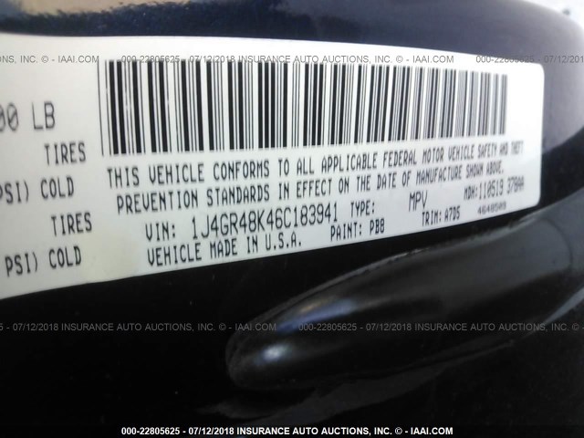 1J4GR48K46C183941 - 2006 JEEP GRAND CHEROKEE LAREDO/COLUMBIA/FREEDOM 深蓝色 照片 9