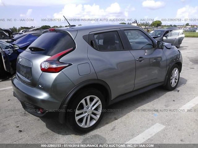 JN8AF5MR2FT512587 - 2015 NISSAN JUKE S/SV/SL/NISMO GRAY photo 4