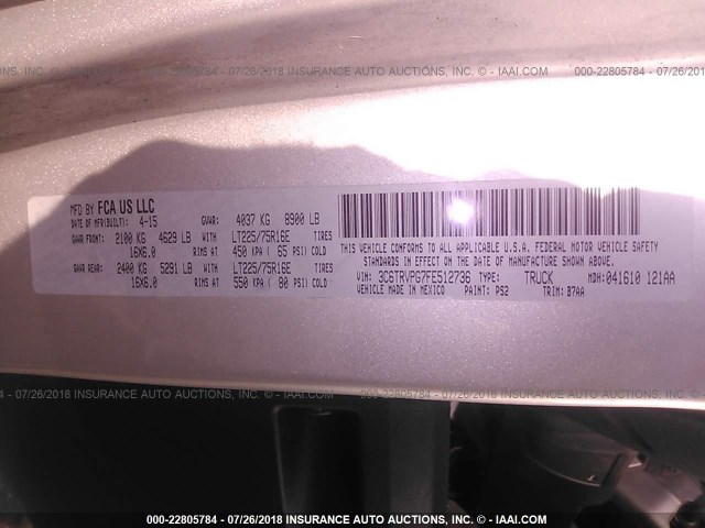 3C6TRVPG7FE512736 - 2015 RAM PROMASTER 2500 2500 HIGH SILVER photo 9