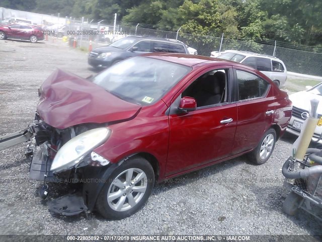 3N1CN7AP3CL815371 - 2012 NISSAN VERSA S/SV/SL RED photo 2