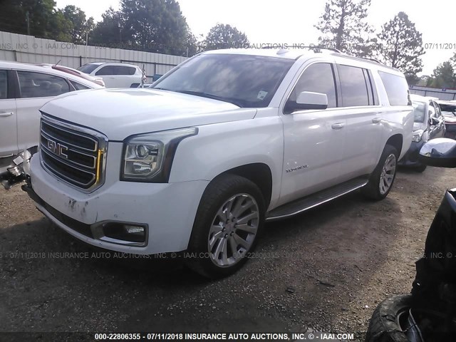 1GKS1HKC6FR517498 - 2015 GMC YUKON XL C1500 SLT WHITE photo 2