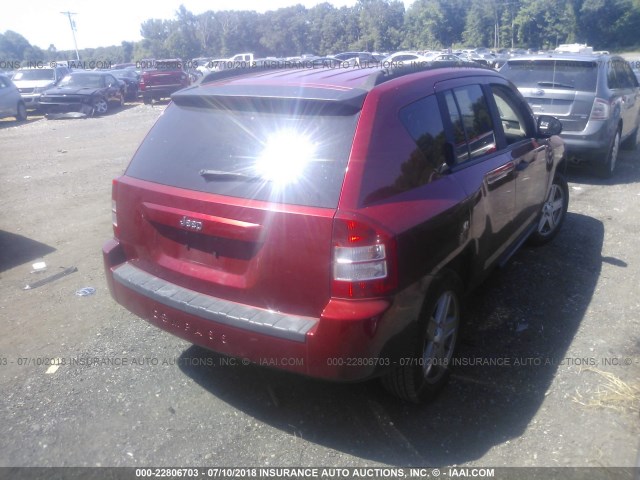 1J8FT47W77D273547 - 2007 JEEP COMPASS RED photo 4