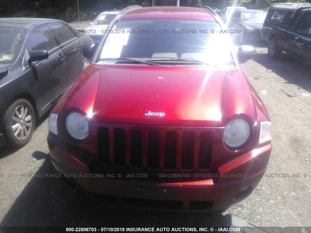 1J8FT47W77D273547 - 2007 JEEP COMPASS RED photo 6