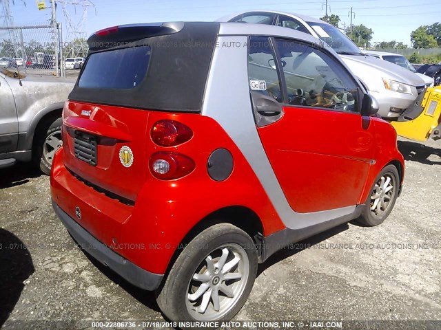 WMEEK31X28K207813 - 2008 SMART FORTWO PASSION RED photo 4