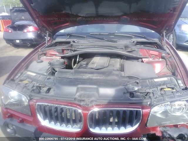 WBXPA73434WB29328 - 2004 BMW X3 2.5I RED photo 10