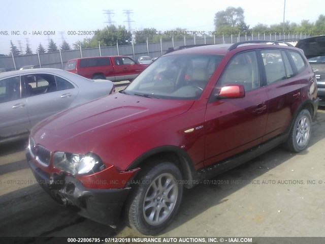 WBXPA73434WB29328 - 2004 BMW X3 2.5I RED photo 2