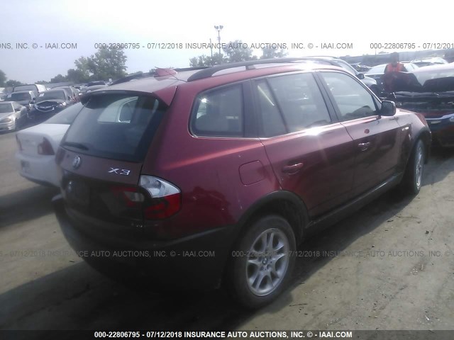 WBXPA73434WB29328 - 2004 BMW X3 2.5I RED photo 4