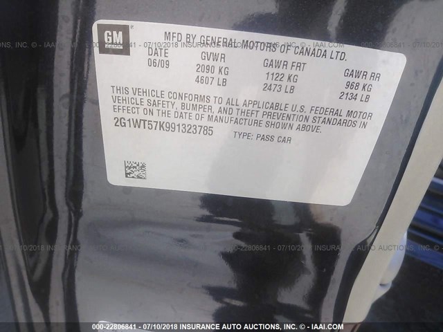 2G1WT57K991323785 - 2009 CHEVROLET IMPALA 1LT 灰色 照片 9