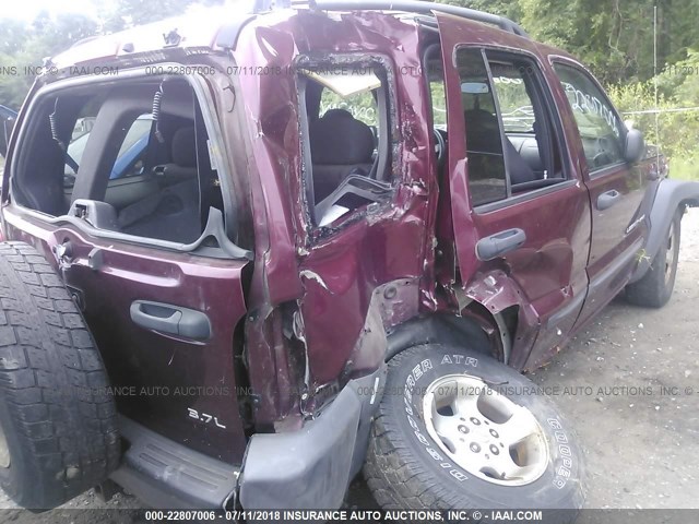 1J4GL48K83W696458 - 2003 JEEP LIBERTY SPORT/FREEDOM RED photo 6