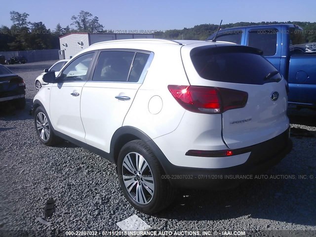 KNDPCCAC7G7803325 - 2016 KIA SPORTAGE EX/SX WHITE photo 3