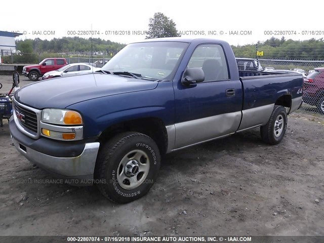 1GTEK14W02Z119833 - 2002 GMC NEW SIERRA K1500 BLUE photo 2