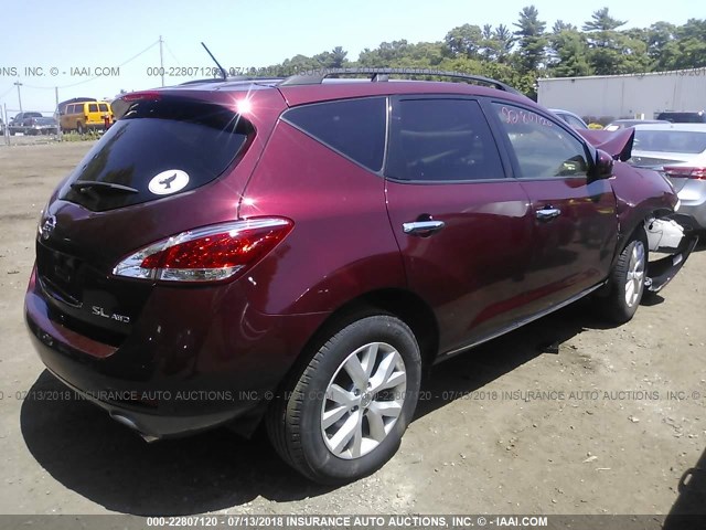 JN8AZ1MW3CW236128 - 2012 NISSAN MURANO S/SL/LE MAROON photo 4