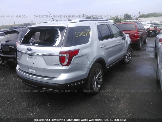 1FM5K8F88JGA91115 - 2018 FORD EXPLORER LIMITED 银色 照片 4