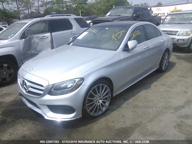 55SWF4KB2FU029068 - 2015 MERCEDES-BENZ C 300 4MATIC SILVER photo 2