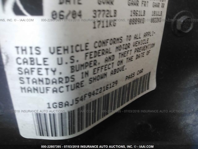 1G8AJ54F94Z216129 - 2004 SATURN ION LEVEL 2 GRAY photo 9