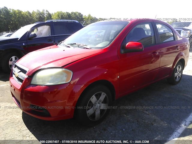 KL1TD56E59B385629 - 2009 CHEVROLET AVEO LS/LT RED photo 2