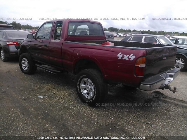 4TASM92N1XZ562758 - 1999 TOYOTA TACOMA XTRACAB PRERUNNER მუქწითელი ფოტო 3