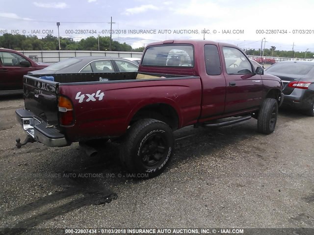 4TASM92N1XZ562758 - 1999 TOYOTA TACOMA XTRACAB PRERUNNER მუქწითელი ფოტო 4
