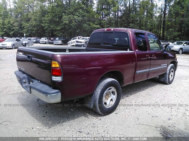 5TBRN34173S333996 - 2003 TOYOTA TUNDRA ACCESS CAB SR5 RED photo 4