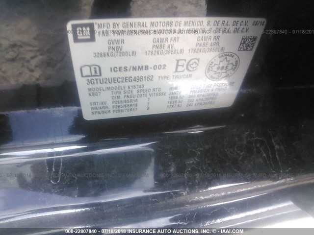 3GTU2UEC2EG498162 - 2014 GMC SIERRA K1500 SLE BLACK photo 9