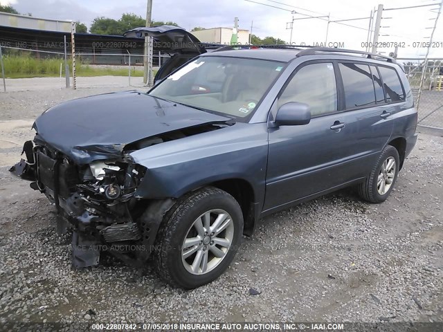 JTEEW21A360010632 - 2006 TOYOTA HIGHLANDER HYBRID BLUE photo 2