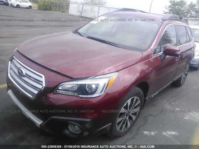 4S4BSANC6G3355240 - 2016 SUBARU OUTBACK 2.5I LIMITED RED photo 2