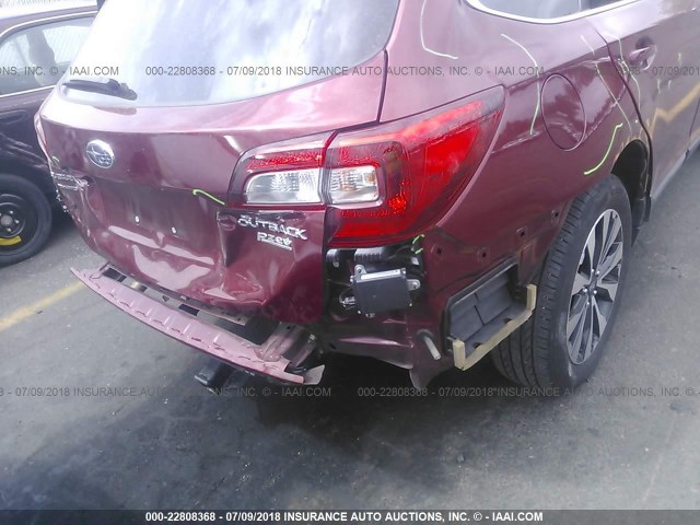 4S4BSANC6G3355240 - 2016 SUBARU OUTBACK 2.5I LIMITED RED photo 6