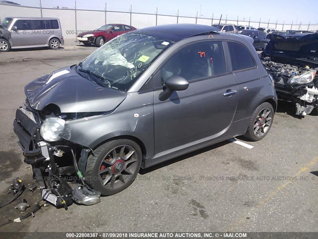 3C3CFFFH9DT554968 - 2013 FIAT 500 ABARTH GRAY photo 2