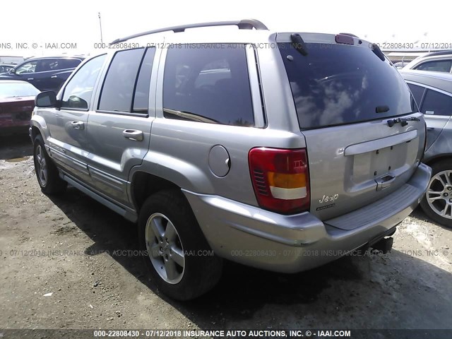 1J8GW68J72C155409 - 2002 JEEP GRAND CHEROKEE OVERLAND GRAY photo 3