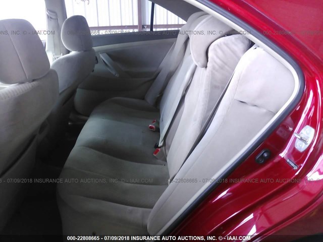 4T1BE46K88U257708 - 2008 TOYOTA CAMRY CE/LE/XLE/SE RED photo 8