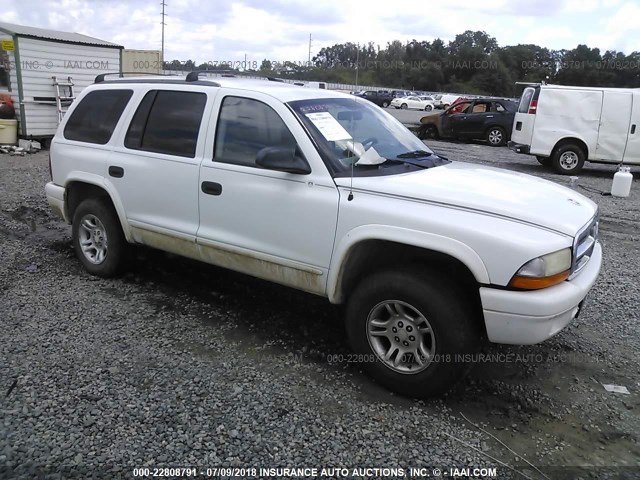 1D4HS48N93F549625 - 2003 DODGE DURANGO SLT WHITE photo 1