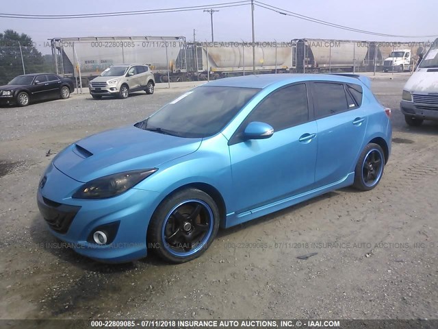 JM1BL1K33B1401620 - 2011 MAZDA SPEED 3 BLUE photo 2