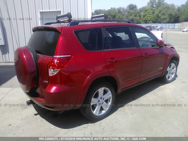 JTMBK32V775016383 - 2007 TOYOTA RAV4 SPORT RED photo 4