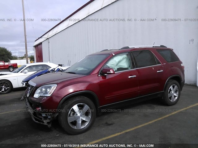 1GKKVSEDXBJ150037 - 2011 GMC ACADIA SLT-2 RED photo 2