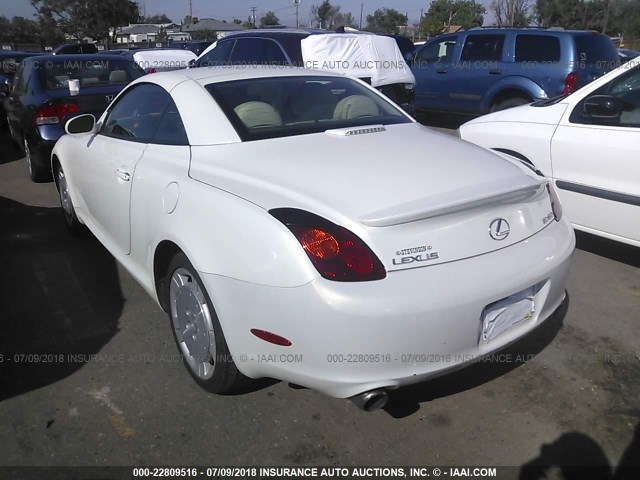 JTHFN48Y720002813 - 2002 LEXUS SC 430 WHITE photo 3