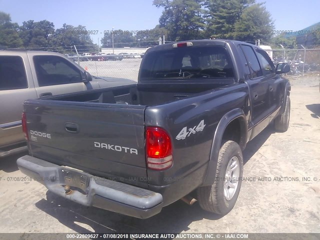 1D7HG38X83S324975 - 2003 DODGE DAKOTA QUAD SPORT GRAY photo 4