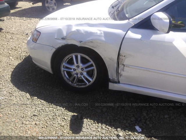 4S3BL616256203594 - 2005 SUBARU LEGACY 2.5I WHITE photo 6