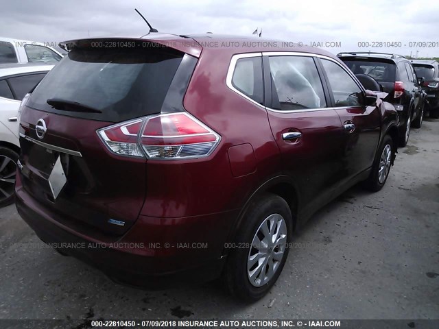 5N1AT2MT1EC779485 - 2014 NISSAN ROGUE S/SL/SV MAROON photo 4